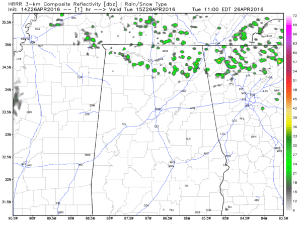 HRRR Model Run for later today and tonight.