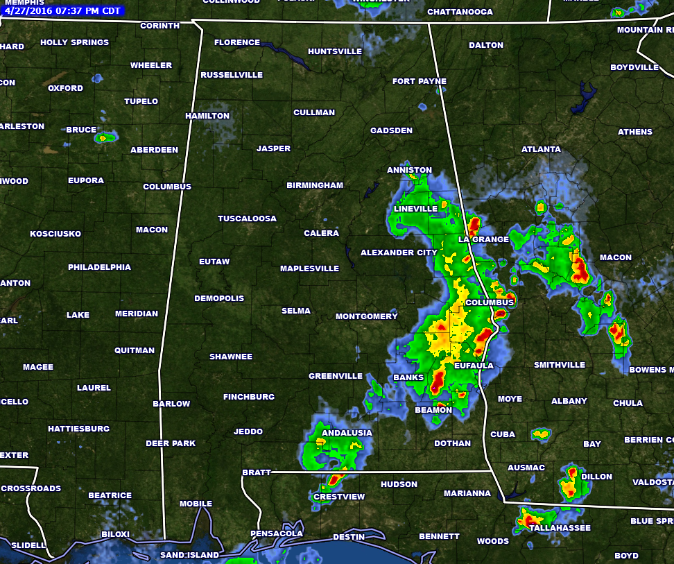 Radar Check for North/Central Alabama at 740 PM CDT The Alabama