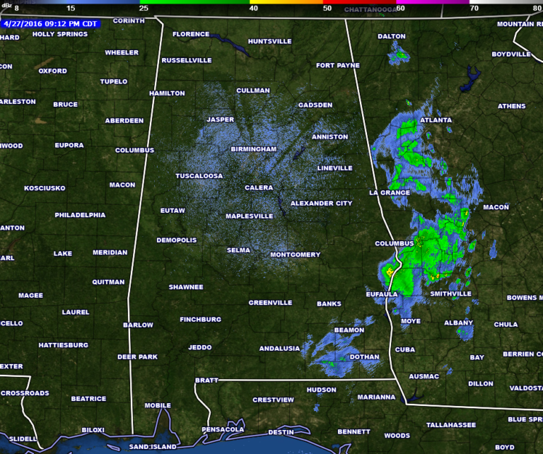 Radar Check For North/Central Alabama at 900 PM CDT The Alabama