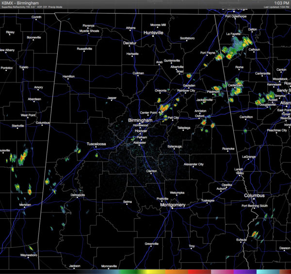 Midday Nowcast Scattered Showers & Storms Out There The Alabama