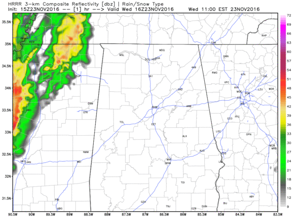 Latest HRRR Model for Today (Click Image to Animate).