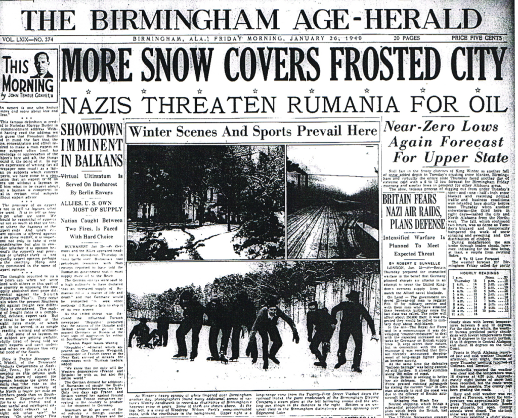 Today in Weather History 1/27/1940 A Cold Alabama Weather Story The