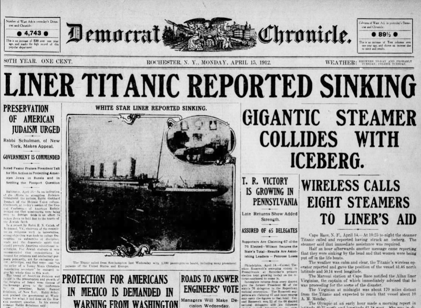 The Unsinkable Sank Titanic Strikes Iceberg 105 Years Ago