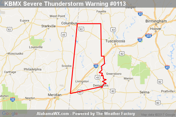 Severe Thunderstorm Warning Issued For Parts Of Greene, Pickens, And Sumter Counties Until 12:15PM