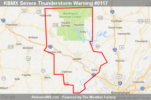 Severe Thunderstorm Warning Continues For Parts Of Walker And Winston Counties Until 2:00PM