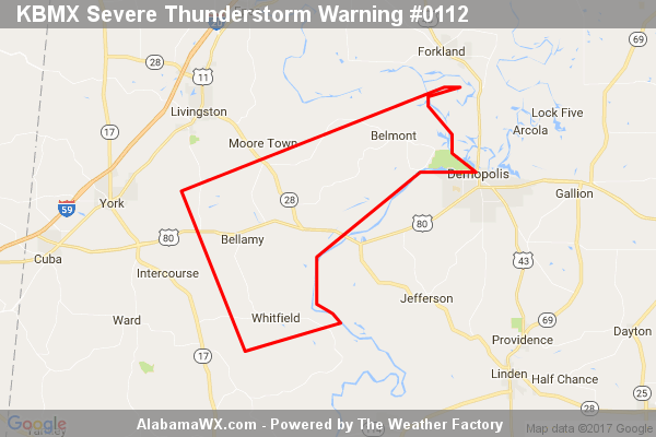 Severe Thunderstorm Warning Continues For Parts Of Sumter County Until 1:45AM