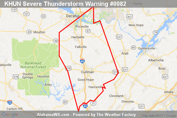 Severe Thunderstorm Warning Continues For Parts Of Cullman, Limestone, And Morgan Counties Until 2:30PM