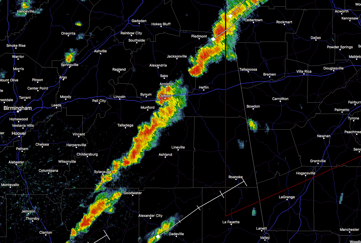 Strong Storms Affecting Calhoun, Cleburne, & Cherokee Counties The
