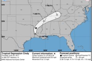 10 a.m. UPDATE: Cindy Weakens But Heavy Rains, Severe Threat Continue