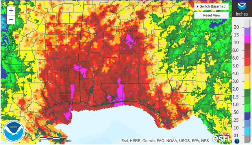 Rainfall Totals from Cindy So Far The Alabama Weather Blog