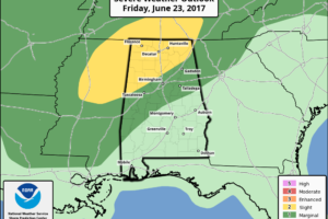 Severe Weather a Possibility Tonight, Thursday and Friday for Parts of Alabama