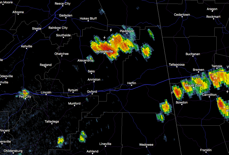 Strong Storms Now Affecting Calhoun & Cleburne Counties The Alabama