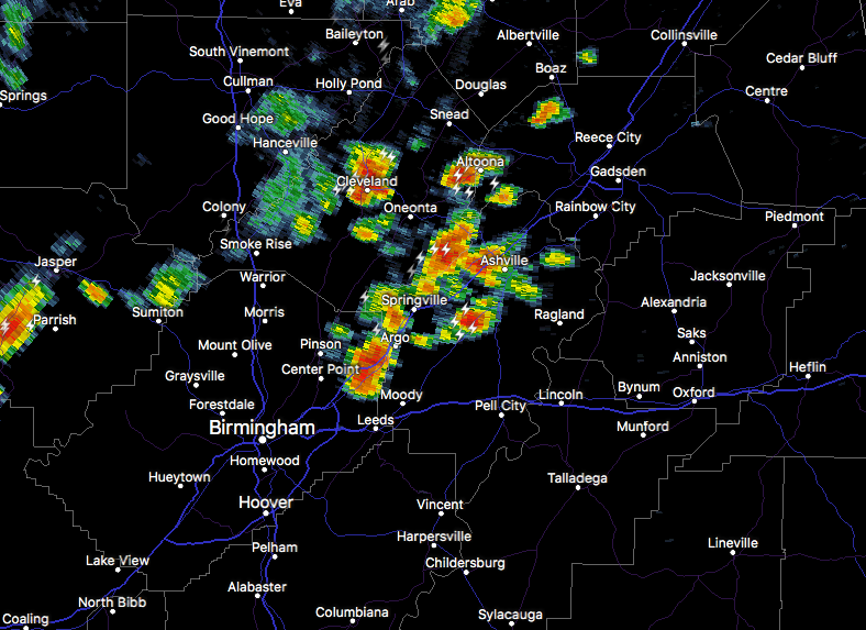 Strong Storms Now Impacting Parts of Etowah, Jefferson, Blount, & St