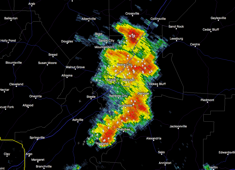 Strong Storms Affecting Parts of Calhoun, Etowah, St. Clair, Cheburne