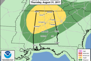 Potential For A Few Tornadoes Across Alabama Today