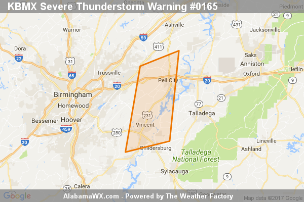 Severe Thunderstorm Warning Continues For Parts Of St. Clair, Shelby, And Talladega Counties Until 10:00PM