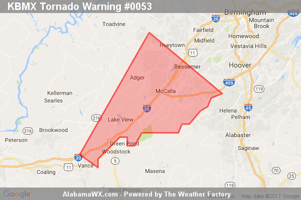 Tornado Warning Issued For Parts Of Jefferson And Tuscaloosa Counties Until 8:15PM