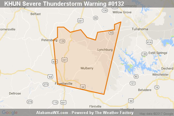 Severe Thunderstorm Warning Canceled For Parts Of Lincoln (TN) And Moore (TN) Counties