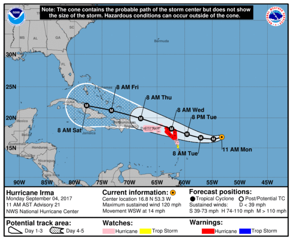 hurricane irma forecast map
