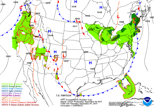 forecast map for thursday
