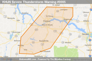 Severe Thunderstorm Warning Continues For Parts Of Colbert, Franklin, Lauderdale, And Lawrence Counties Until 12:30AM