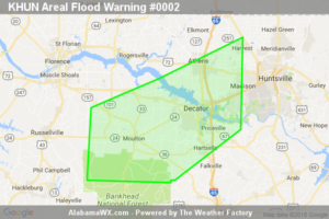 Areal Flood Warning Continues For Parts Of Lawrence, Limestone, Madison, And Morgan Counties Until 2:15AM