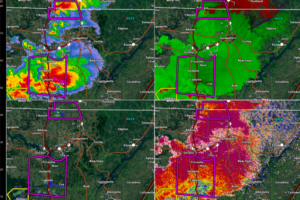 Two Tornadic Storms Over North Alabama at 6:50 PM