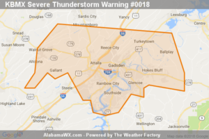 Severe Thunderstorm Warning Continues For Parts Of Etowah County Until 915 PM