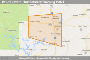 Severe Thunderstorm Warning Issued For Parts Of Cullman County Until 7:45PM