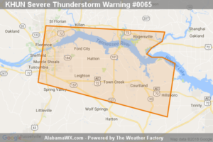 Severe Thunderstorm Warning Issued For Parts Of Colbert, Lauderdale, And Lawrence Counties Until 5:45PM