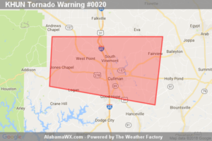 Tornado Warning Issued For Parts Of Cullman County Until 7:30PM