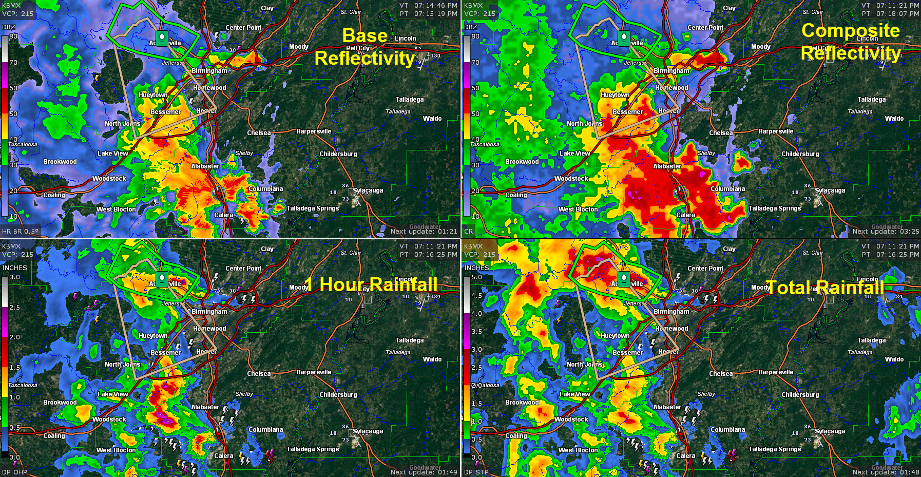 Here is a Look at the Alabama Weather Situation as of 720 p.m. The