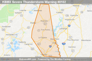 Severe Thunderstorm Warning Issued For Parts Of Chambers, Lee, And Randolph Counties Until 6:30PM