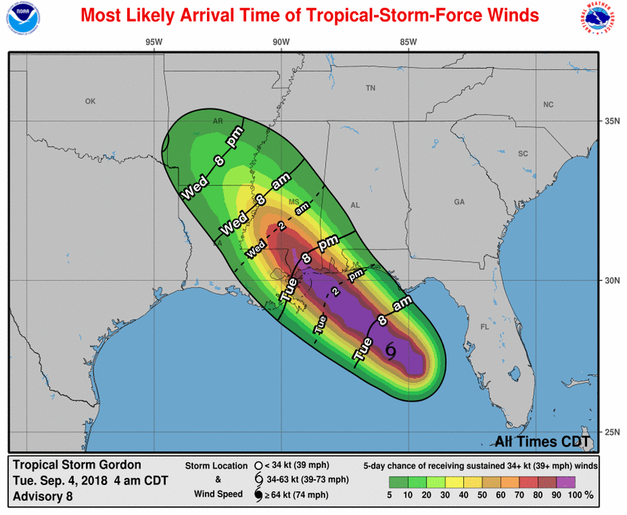 Update Gordon Continues Approach To The Gulf Coast The Alabama