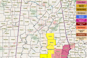 Now Down To Three Counties In Central Alabama Remaining In The Tornado Watch