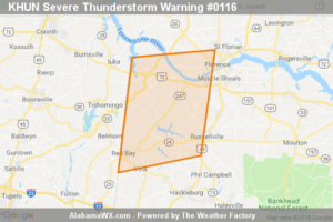 Severe Thunderstorm Warning Issued For Parts Of Colbert, Franklin, And Lauderdale Counties Until 12:15AM