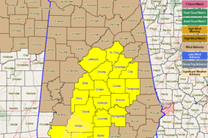 Tornado Watch Updated For Central Alabama, More Counties Removed
