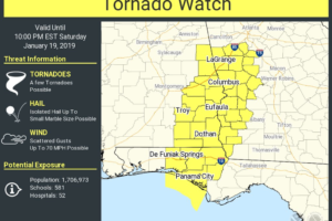 New Tornado Watch Issued For Parts Of Central Alabama Until 9:00 PM Tonight