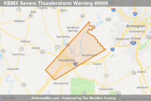 A Severe Thunderstorm Warning Remains In Effect Until 3:30 PM CST For Central Tuscaloosa County