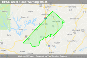 Areal Flood Warning Issued For Parts Of Cullman County Until 5:45AM