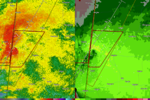 Developing Tornado Near Bexar in Far Western Marion County