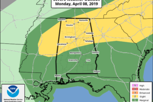 Much Of North/Central Alabama Now In A Slight Risk For Severe Storms