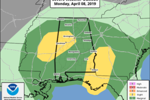 SPC Updates Severe Risks, Add Slight Risk To Southeast Alabama