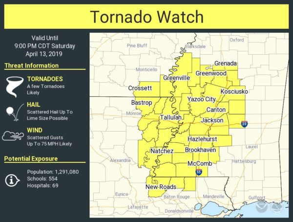 Tornado Watch Issued For Parts Of Arkansas, Louisiana, & Mississippi Until 9:00 PM : The Alabama ...