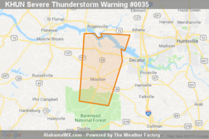 A Severe Thunderstorm Warning Remains In Effect Until 8:15 PM CDT For West Central Limestone And Central Lawrence Counties