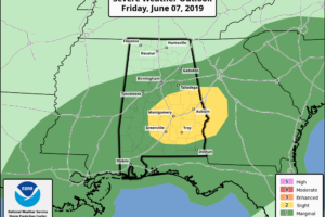 At Midday: Parts Of Central Alabama Upgraded To A Slight Risk