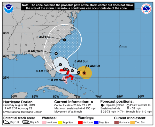 Dorian Continues To Strengthen Up To 150 MPH Maximum Sustained