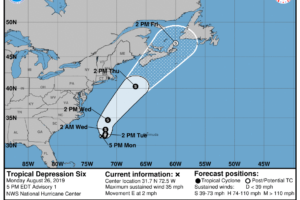 Tropical Depression Forecast To Move Northward And Northeastward
Over The Open Atlantic