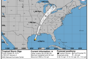 As Expected, Olga Has Become A Post-Tropical Cyclone