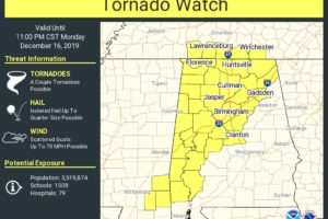 Tornado Watch Issued For Parts Of North/Central Alabama To 11:00 PM